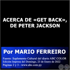  ACERCA DE GET BACK, DE PETER JACKSON - Por MARIO FERREIRO